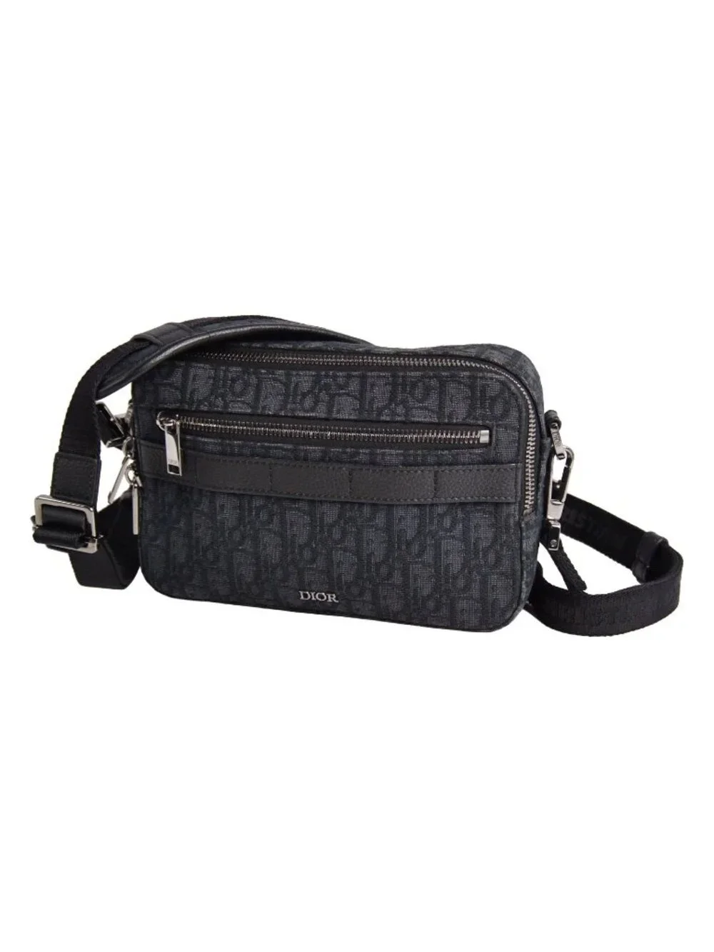 Dior Shoulder Bag Safari Oblique Trotter Purse Canvas Navy